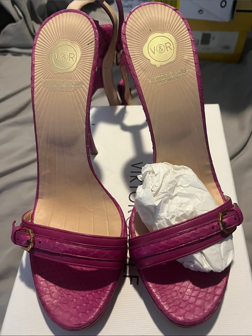 Viktor & Rolf Fuchsia Open-Toe Slingback Heels